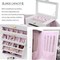 Extra Large 6-Tier Jewelry Box Organizer with Mirror, 5 Drawers Leather Jewelry Storage Case for Women Girls Ring Necklace Earring Bracelet White